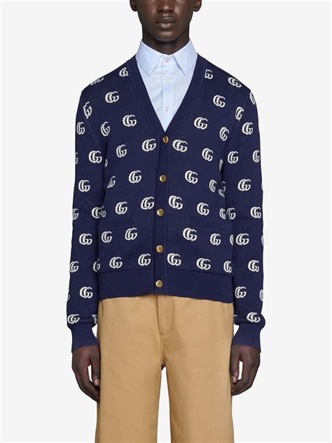 Gucci Gg Knit Cotton Jacquard Cardigan Farfetch