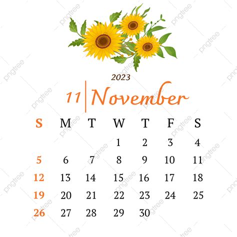 Diseño De Calendario De Noviembre De 2023