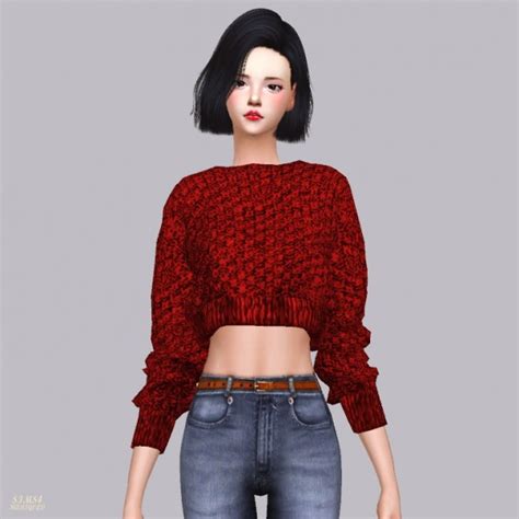 Sims4 Marigold Crop Knit Sweater Sims 4 Downloads