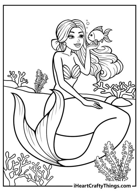 Mermaid Coloring Pages Magical Designs Free Fish