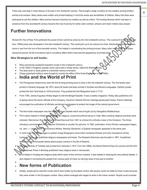 Class 10th History Notes Print Culture And Modern World Chapters 07 Ncert