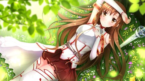 Wallpaper Anime Girl Green Nature Sword Art Online Yuuki Asuna