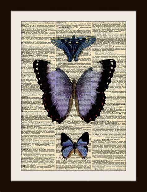 Purple And Blue Butterfly Dictionary Art Print 8x10 Vintage Etsy