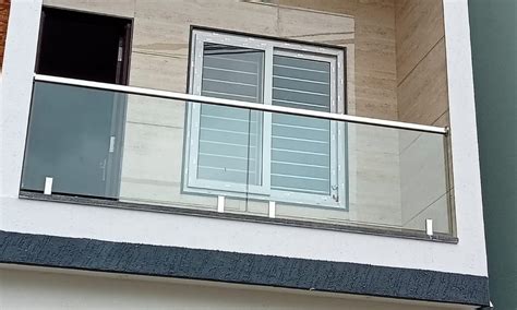 Silver Steel Ss Balcony Toughened Glass Railing For Home Material