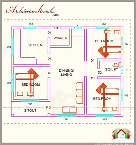 700 Square Feet Three Bedroom House Plan And Elevation Below 1000