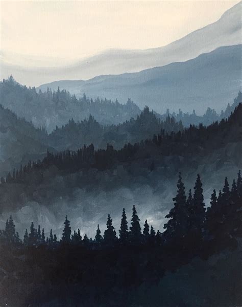Oil Painting Art Collectibles Mountains In The Fog Mountains Oil Painting Original Landscape