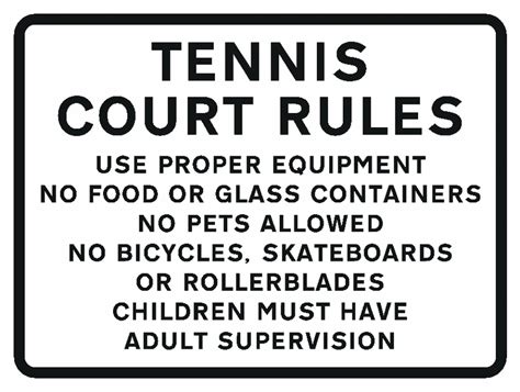 Tennis Court Rules Sign Seton