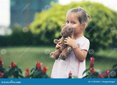 Girl With Teddy Bear Stock Image Image Of Leisure Little 117872451