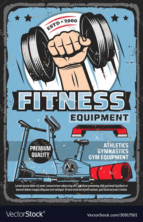 Fitness And Sport Training Equipment Store Poster Vector Image