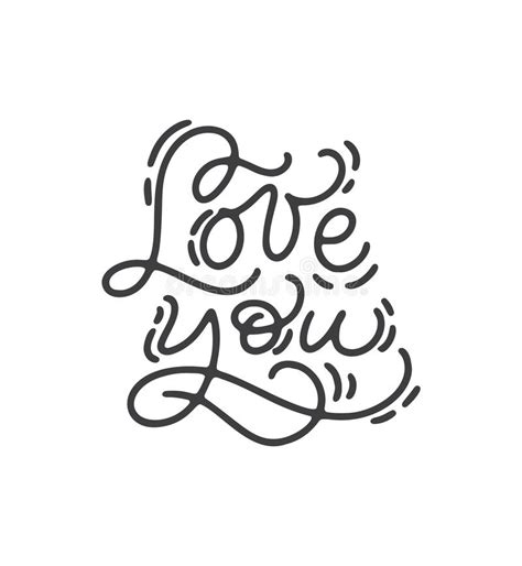 Phrase Love You Vector Monoline Calligraphy Valentines Day Hand Drawn