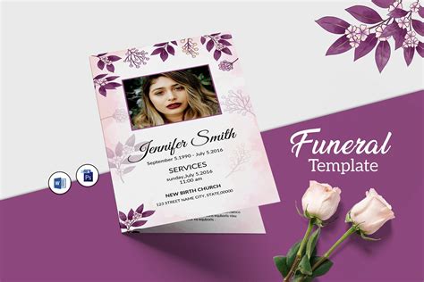 Printable Funeral Program Template Obituary Template Floral Template