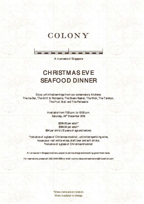 Celebrate christmas eve the italian way with these recipes for seafood frenzy friday: SuMMeR LoVes To Eat! Singapore Food Blog: List of Hotels Christmas Eve Dinner Buffet Prices ...