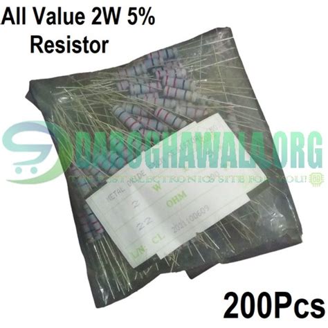 All Value 2 Watt Resistor 2w 5 Carbon Film Resistors 200pcs Packet In