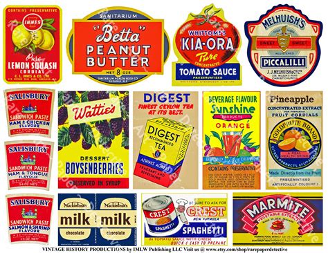 Vintage Grocery Advertising Printed Sheet New Zealand Kitchen Labels