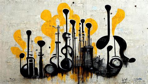 Generative Ai Abstract Street Art With Keys And Musical Instruments