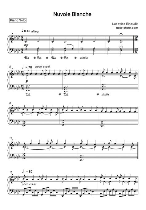 Ludovico Einaudi Nuvole Bianche Sheet Music For Piano Download Piano Solo Sku Pso At