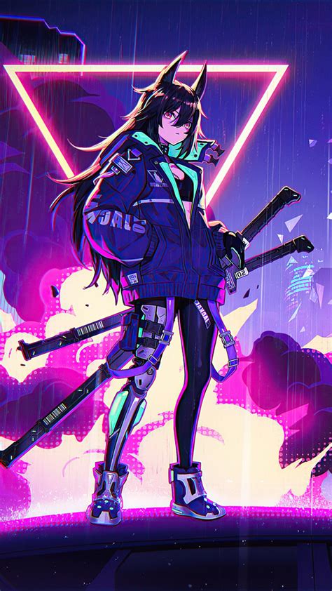 540x960 neon cyber city cat girl 4k 540x960 resolution hd 4k wallpapers images backgrounds