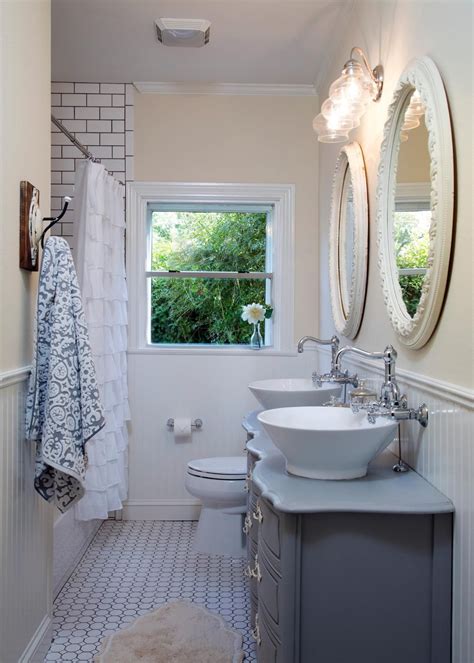 With dark wood tiled walls and tub enclosure, a light wood vanity, cream tiles, and flooring that incorporates all other colors, this room gives the feel of rustic charm while maintaining a contemporary feel. A 1940s Vintage Fixer Upper for First-Time Homebuyers ...