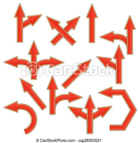 Set Of Red Arrows Isolated On White Background Canstock