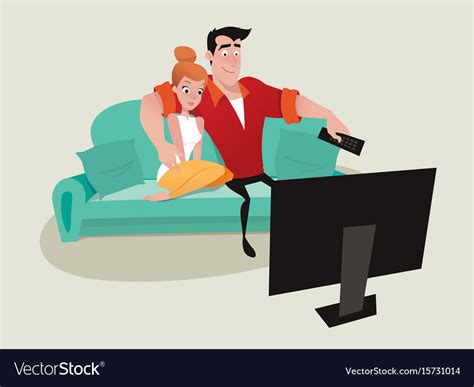 Couple Relaxing On Sofa Watching Tv Royalty Free Vector
