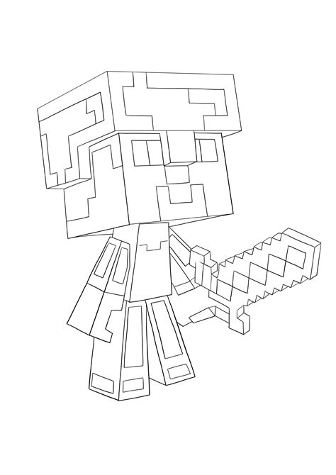 Minecraft Steve Diamond Armor Coloring Page From Minecraft Category