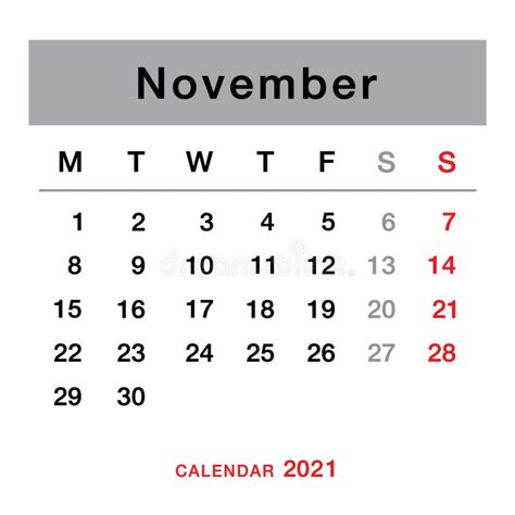 November 2021 Planning Calendar Simple November 2021 Calendar Week