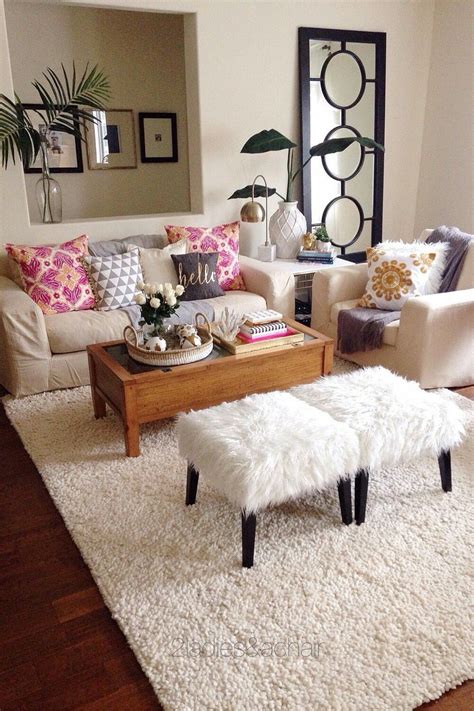 Fun Patterns And Textures Against Neutral Ground Cute Living Room