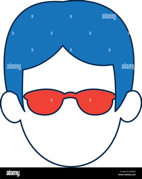 Man Faceless Wearing Glasses Blue Hair In White Background Stock Vector