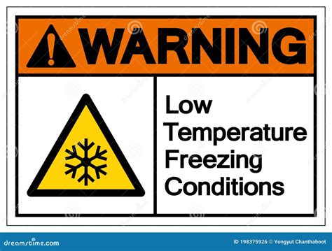 Warning Low Temperature Freezing Conditions Symbol Vector Illustration