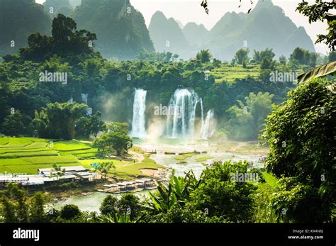 Ban Gioc Detian Falls With Unique Natural Beauty On The Border Between