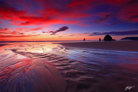 P112 Sunset Haystack Rock Cannon Beach Oregon Randall J Hodges