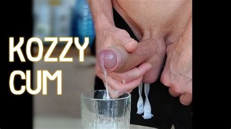 jerking a huge cum load in a glass and cum drinking
