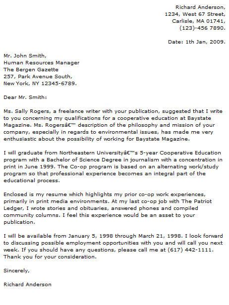 journalism cover letter examples cover letter