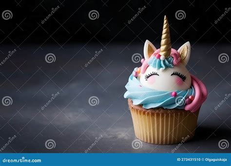 Cute Cupcake For Kids With Copy Space Happy Birthday Dessert Children