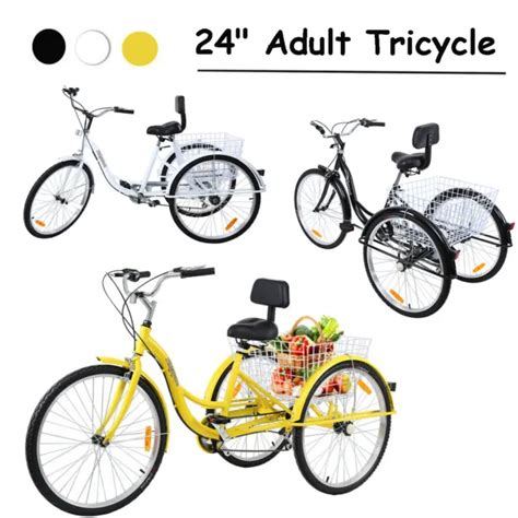 Adult Tricycle 24inch 7 Speed 3wheel Bike Cruiser Trike W Shopping Basket 210 99 Picclick