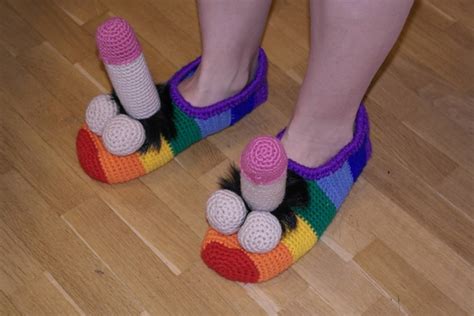 Slippers Penis Funny Rainbow Socks Fur Slippers Adult Sizes Etsy