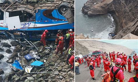 bus plunges off cliff on devil s curve highway in peru daily mail online