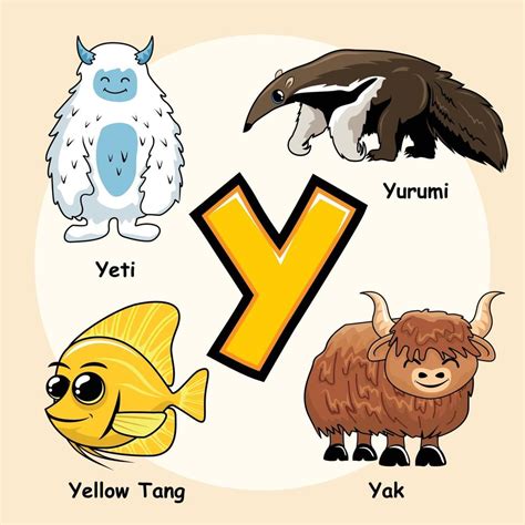 Animals Alphabet Letter Y For Yak Yeti Yuruni Yellow Tang 3281060