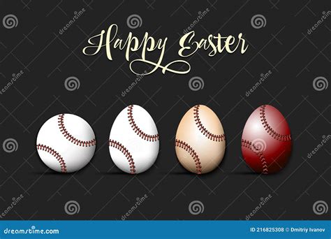 Happy Easter Baseball Ball And Eggs Stock Vector Illustration Of
