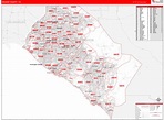 Orange County, CA Zip Code Wall Map Red Line Style by MarketMAPS - MapSales