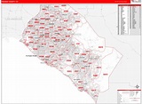 Orange County, CA Zip Code Wall Map Red Line Style by MarketMAPS - MapSales