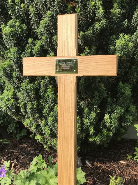 44 Wooden Memorial Cross Solid Oak Grave Marker And Etsy Grave