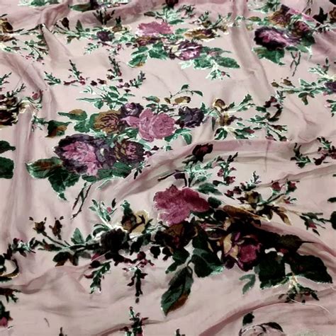 Emanuel Ungaro Silk Based Devore Burnt Out Velvet Embossed Floral