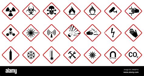 Set Of Hazard Warning Signs Caution Danger Symbol Vector Illustration