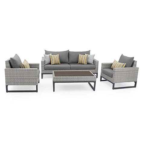 Rst Brands Milo Grey 4 Piece Wicker Patio Deep Seating Conversation Set