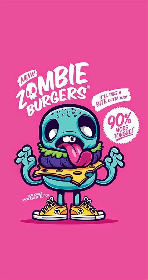 Cute Funny Pop Art Cartoon For IPhones Zombie Burgers HD Phone
