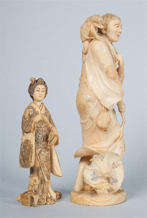 Two Japanese Carved Ivory Figures