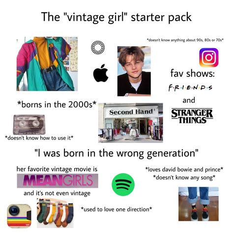 The “”””vintage”””” Girl Starter Pack Rstarterpacks Starter Packs Know Your Meme