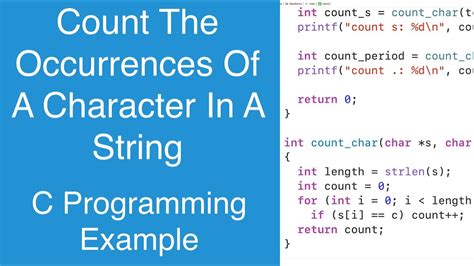 Count The Occurrences Of A Character In A String C Programming Example YouTube