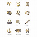 Twelve zodiac signs flat cartoon vector illustrations set. Celestial ...